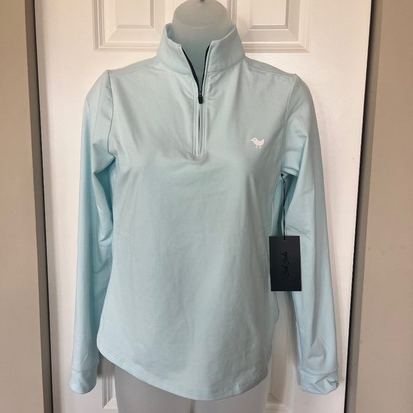 Bad Birdie women's long sleeve quarter zip baby blue NWT golf top UPF 50 - Picture 1 of 10